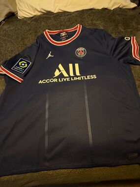Jordan Navy PSG Football Jersey with Red & White Trim